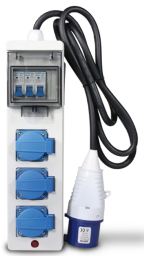 Adaptér 230V - 1x 32A / 3x 16A, jistič